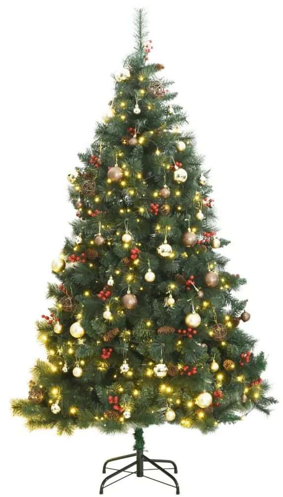 vidaXL Árvore Natal artificial articulada c/ 300 luzes LED+bolas 240cm