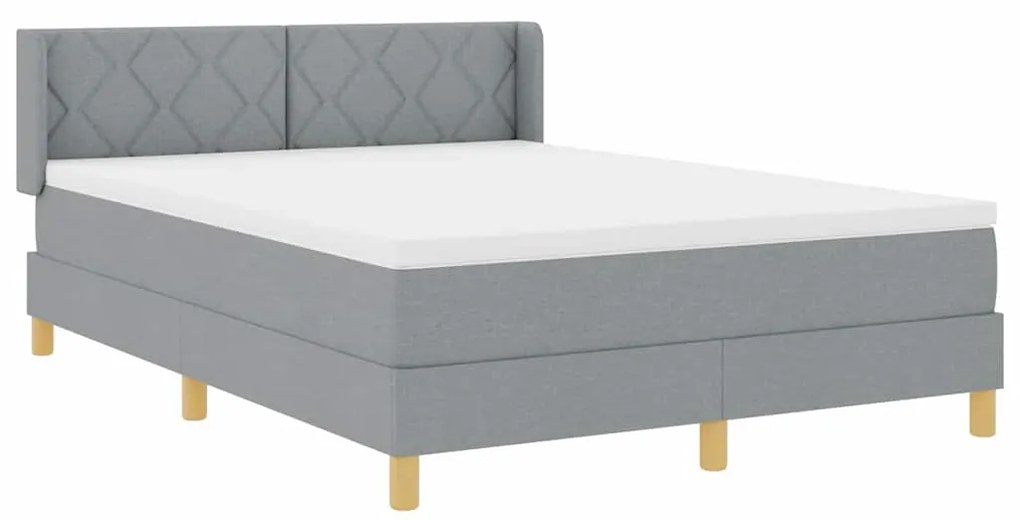 Cama Box com Colchão Cinza Claro, 160 x 200 cm, Têxtil.