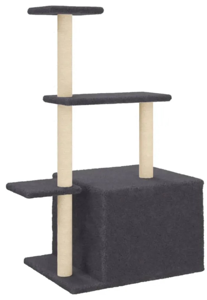Árvore p/ gatos c/ postes arranhadores sisal 110cm cinza-escuro