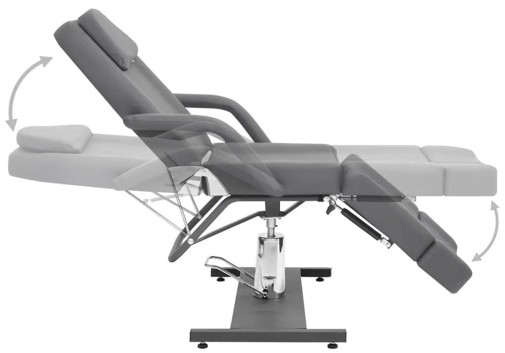 Cadeira de esteticista couro artificial 180x62x78 cm cinzento