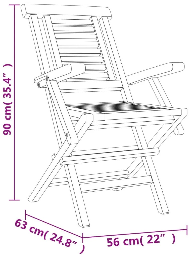 Cadeiras de jardim dobráveis 2 pcs 56x63x90 cm teca maciça