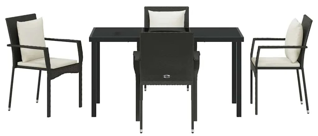 Conjunto de Jantar Jardim 5 pcs Preto 140 x 70 x 73 cm Ratan PE