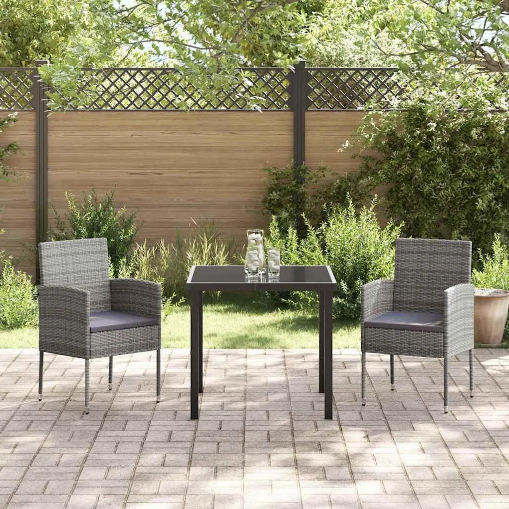 Conjunto de jantar pro jardim com 3 peças e almofadas em polyrattan ci