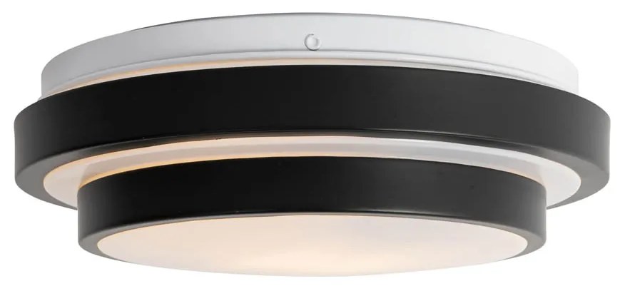 Candeeiro de Teto Moderno Preto com Branco 25 cm IP44 - Walden