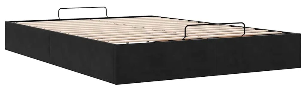 Estrutura de cama otomana sem colchão 140x190 cm veludo preto