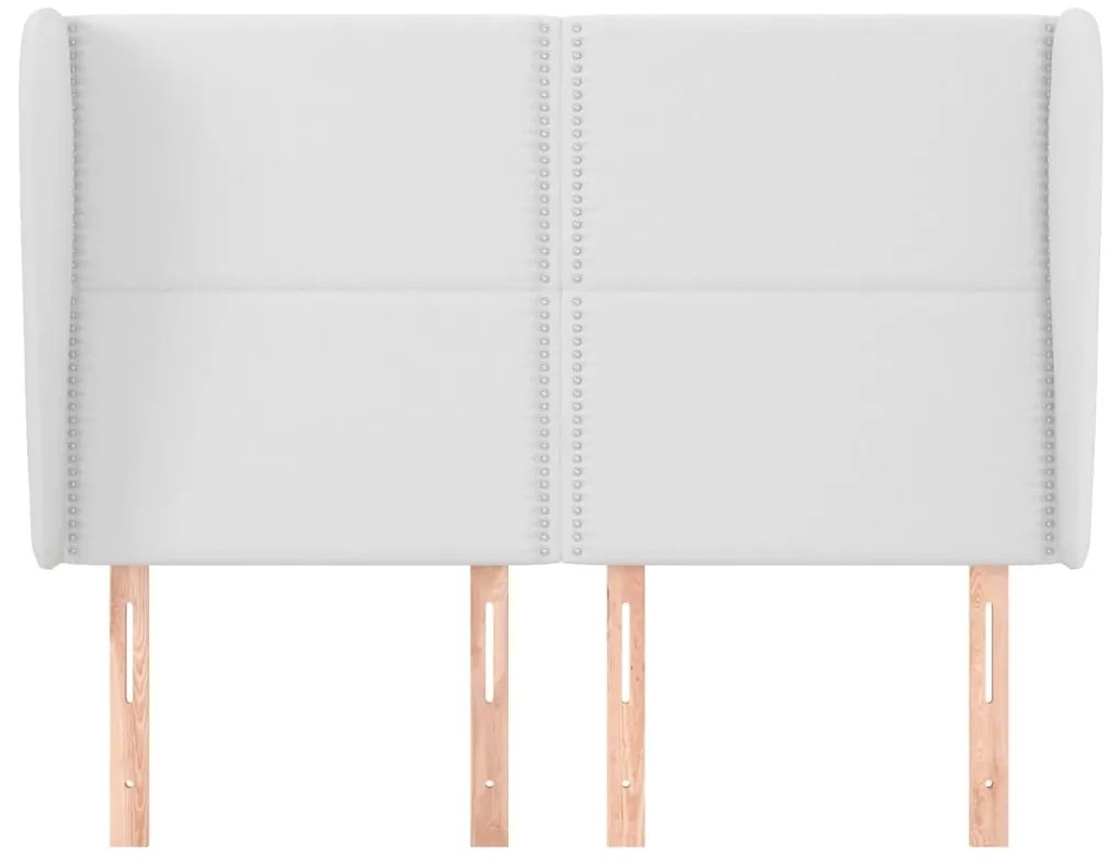 Cabeceira cama c/ abas couro artificial 147x23x118/128cm branco