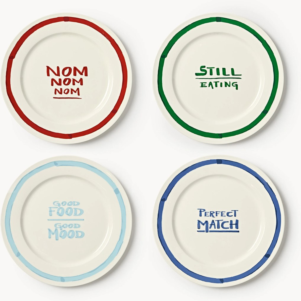 Pratos de jantar em porcelana com padrão decorativo Tutti, conjunto de 4