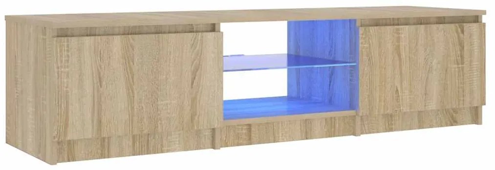 Móvel de TV com luzes LED 140x40x36 cm carvalho fumado