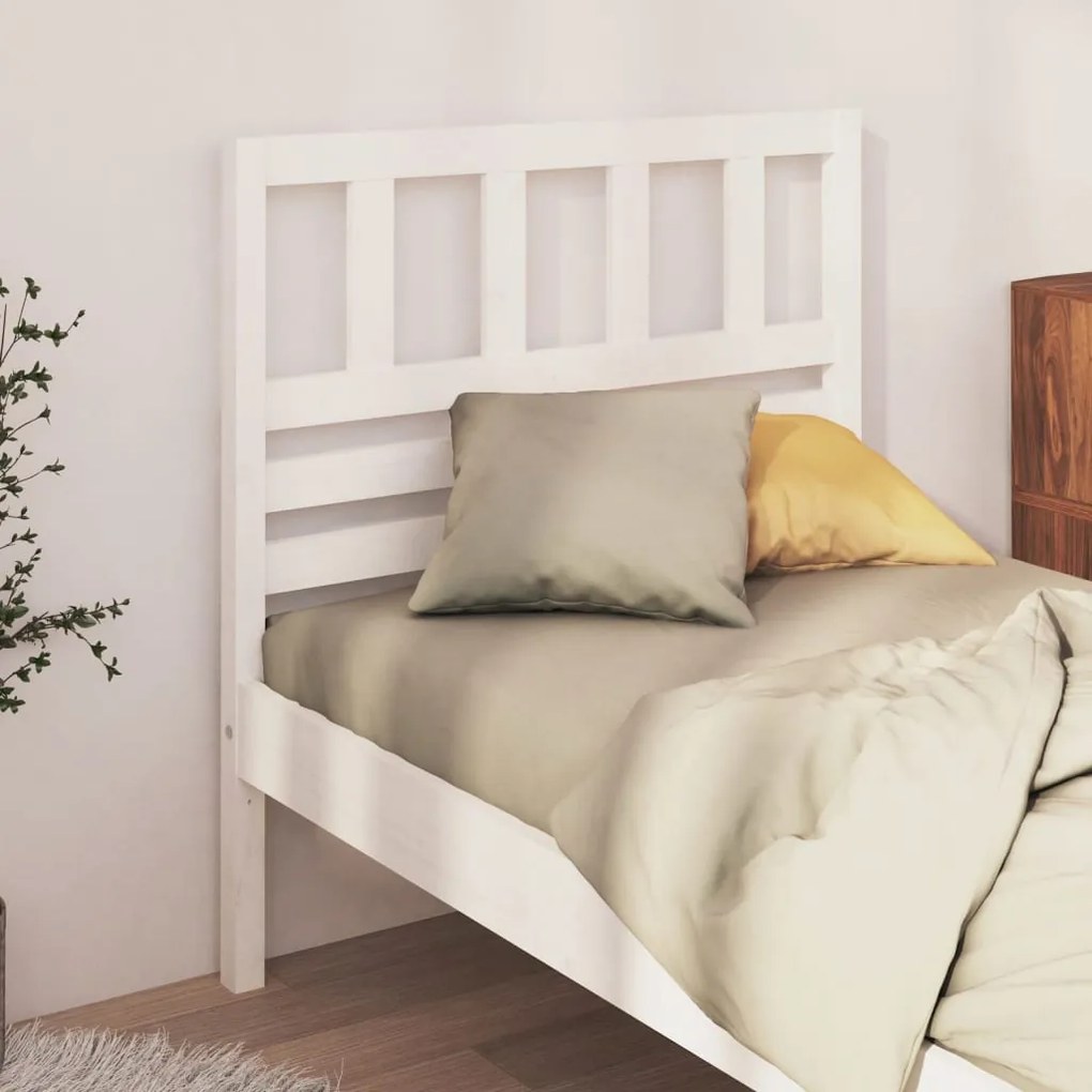 Cabeceira de cama 81x4x100 cm pinho maciço branco