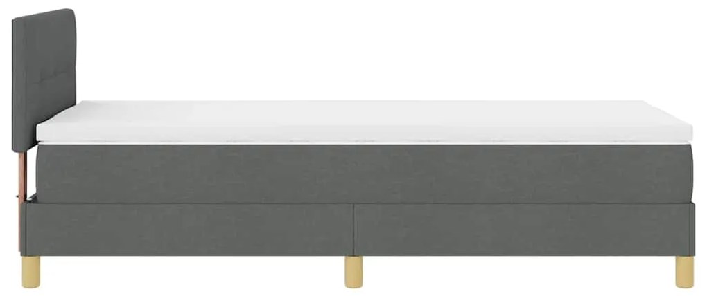 Cama Box Spring com Colchão &amp; LED Cinza Escuro 90x190 cm Tecido