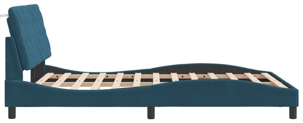 Estrutura de cama c/ cabeceira 120x200 cm veludo azul
