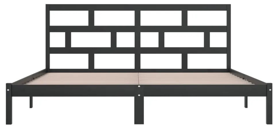 Estrutura de cama 200x200 cm pinho maciço preto
