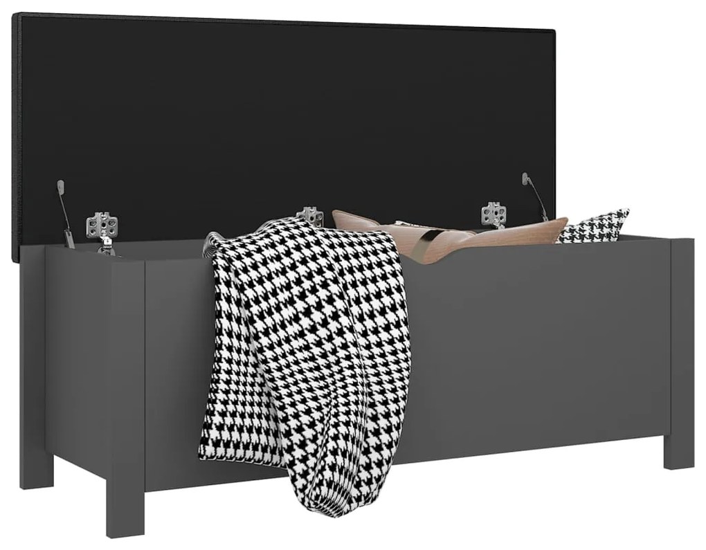 Caixa arrumação c/ almofadão contraplacado 105x40x45 cm cinza