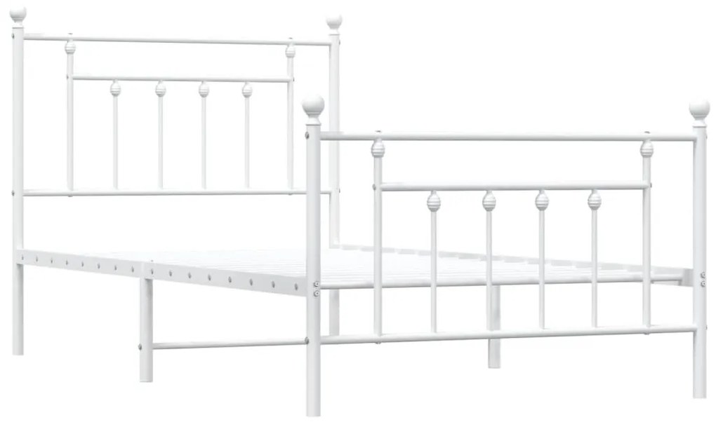 Estrutura de cama com cabeceira e pés 100x190 cm metal branco