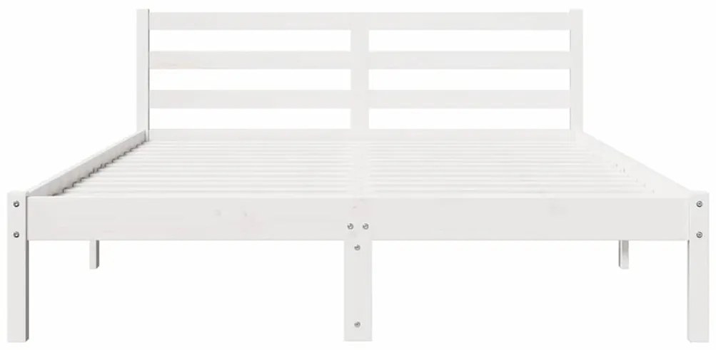 Cama com Cabeceira vidaXL Branca 140x220 cm Madeira Sólida Pinus