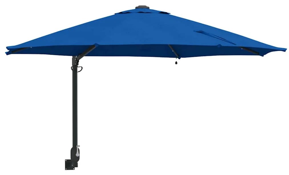 Guarda-Sol de Jardim de Parede com LEDs Azul 248 cm