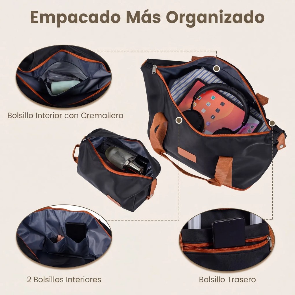 Conjunto de 5 malas rígidas em ABS com 3 tamanhos, pega telescópica, rodas duplas de 360°, fecho de segurança, expansível, bolsa de higiene e bolsa de