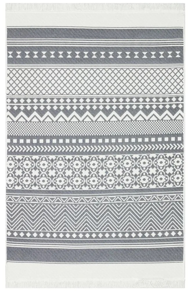 Tapete 160x230 cm algodão cinzento e branco