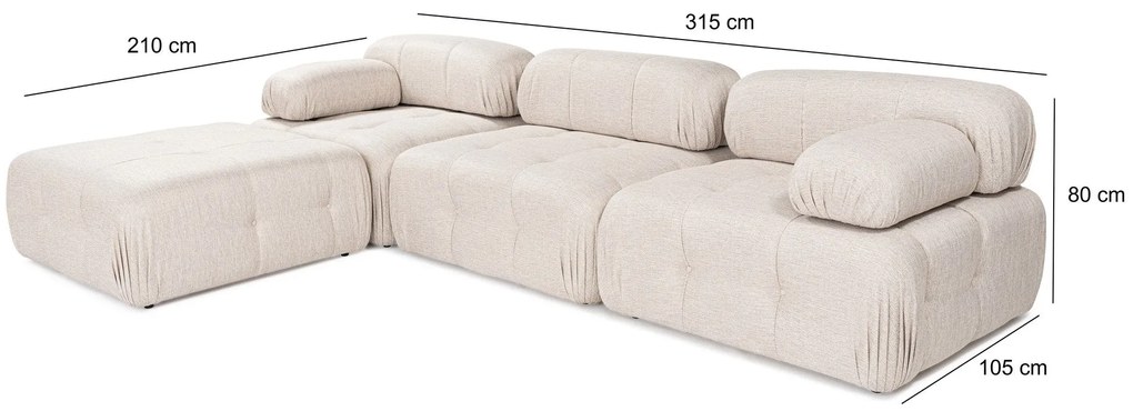 Sofá de Canto Doblo – Castanho Claro – 300x200 cm