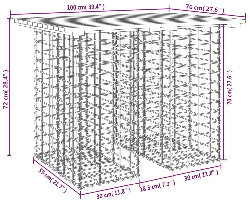 Banco de jardim c/ design gabião 100x70x72 cm pinho maciço