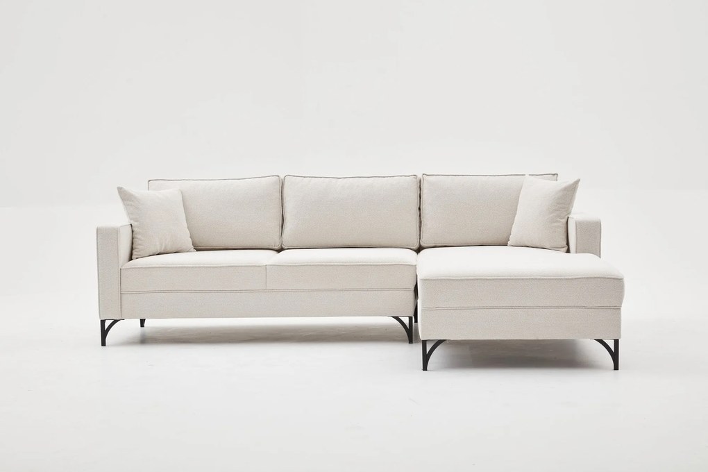 Sofá de Canto Berlin – Creme e Preto – 258 cm