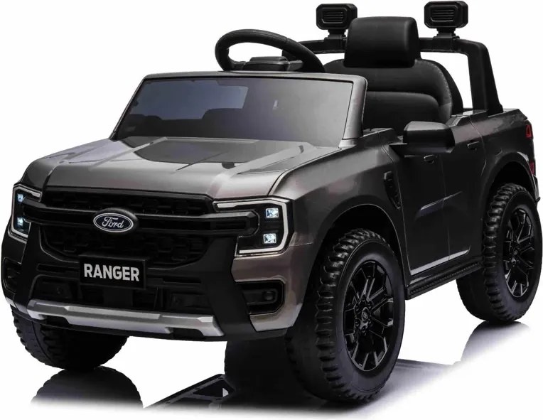 Jipe elétrico para crianças Ford Ranger,12V com pneus de borracha, banco em pele sintética Cinzento