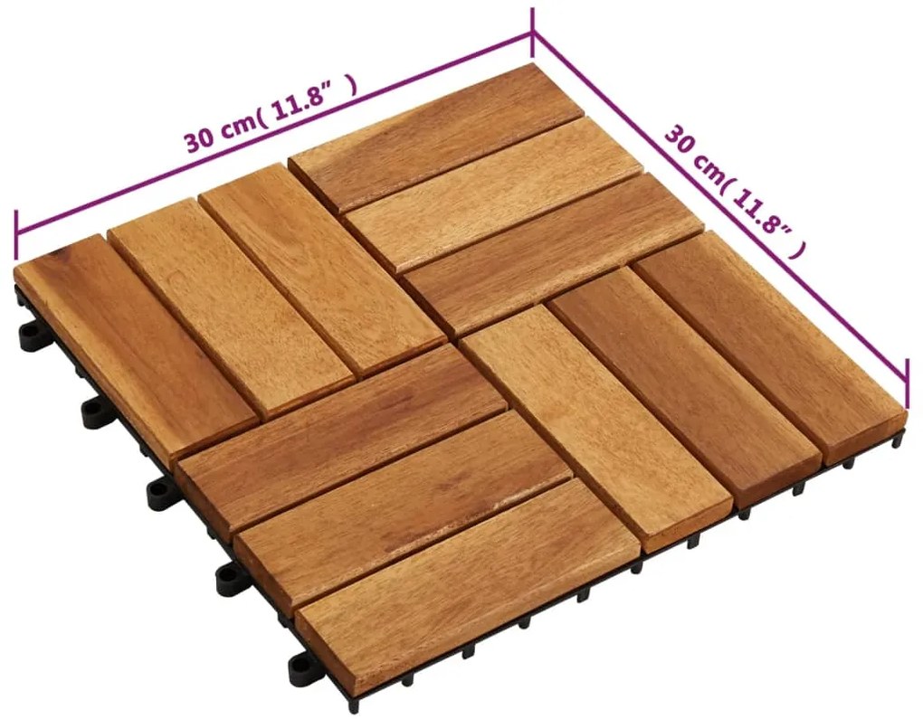 Ladrilho de pavimento 30 pcs 30 x 30 cm madeira de acácia