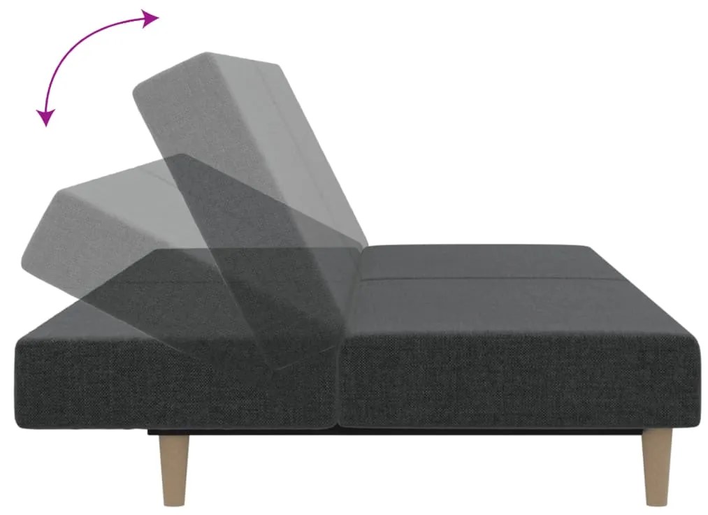 Sofá-cama de 2 lugares tecido cinzento-escuro