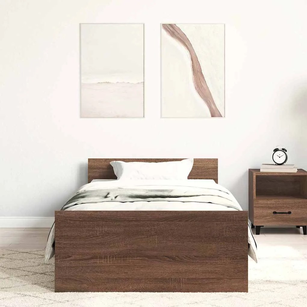 Estrutura cama s/ colchão derivados madeira carvalho castanho