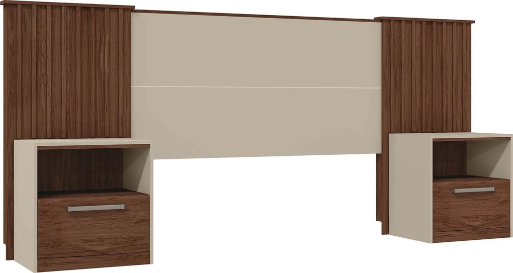 Cabeceira de Cama LUCHIA – Extensível + 2 Mesas de Cabeceira – MDP Ha