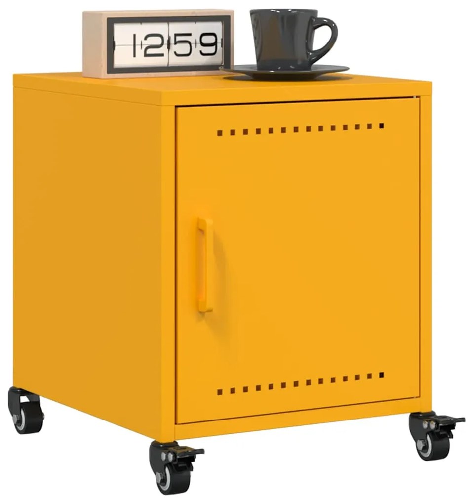 Mesa de cabeceira 36x39x43,5 cm aço amarelo mostarda
