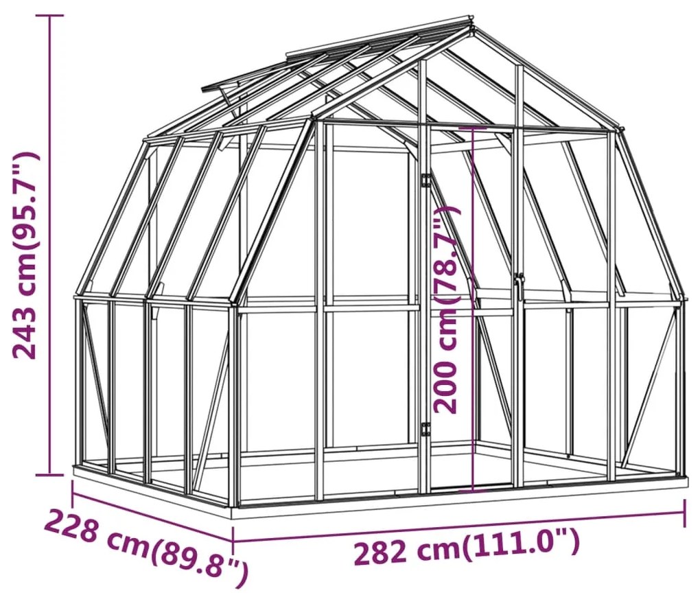 Estufa GreenHouse com Base - 6,43 m² - Estrutura em Aluminio e Aço