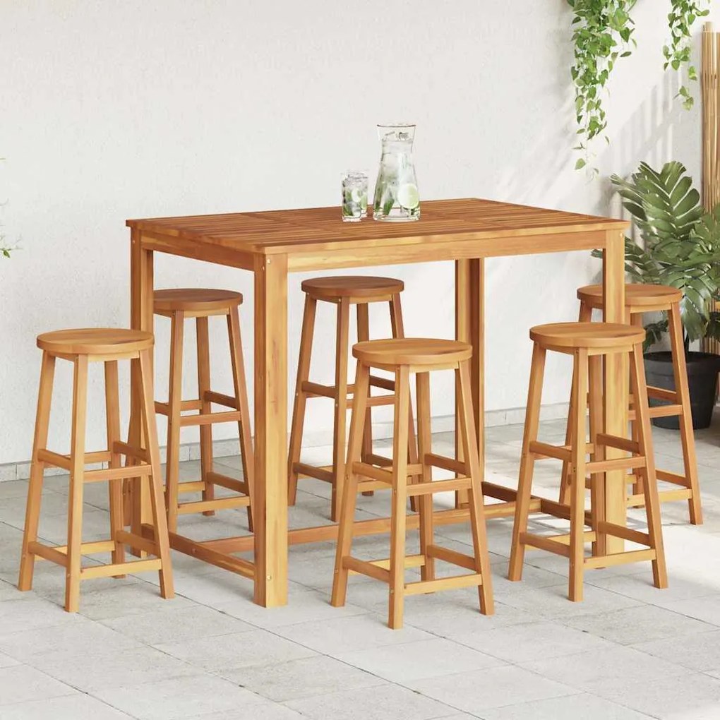 vidaXL Bancos de bar 6 pcs madeira de acácia maciça