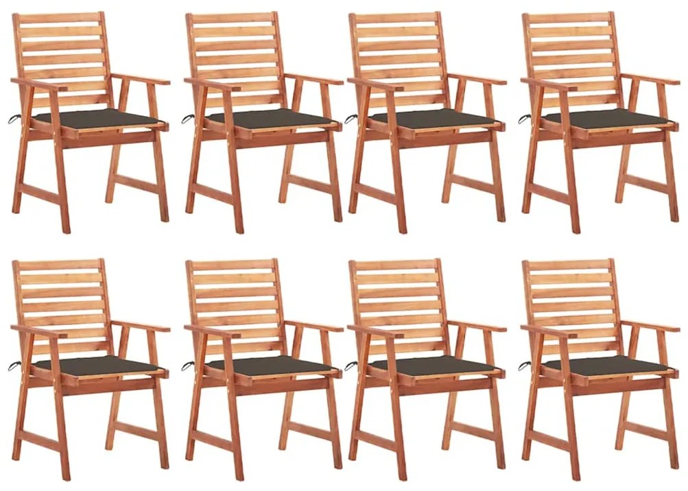vidaXL Cadeiras de jantar p/ jardim 8 pcs c/ almofadões acácia maciça