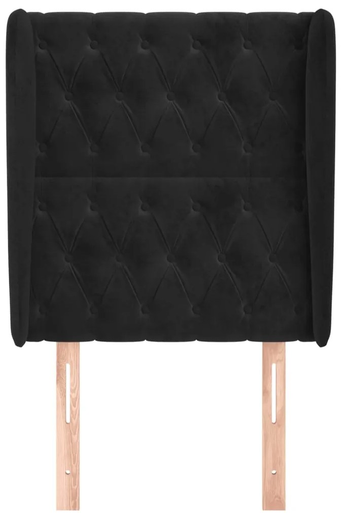 Cabeceira de cama c/ abas veludo 83x23x118/128 cm preto