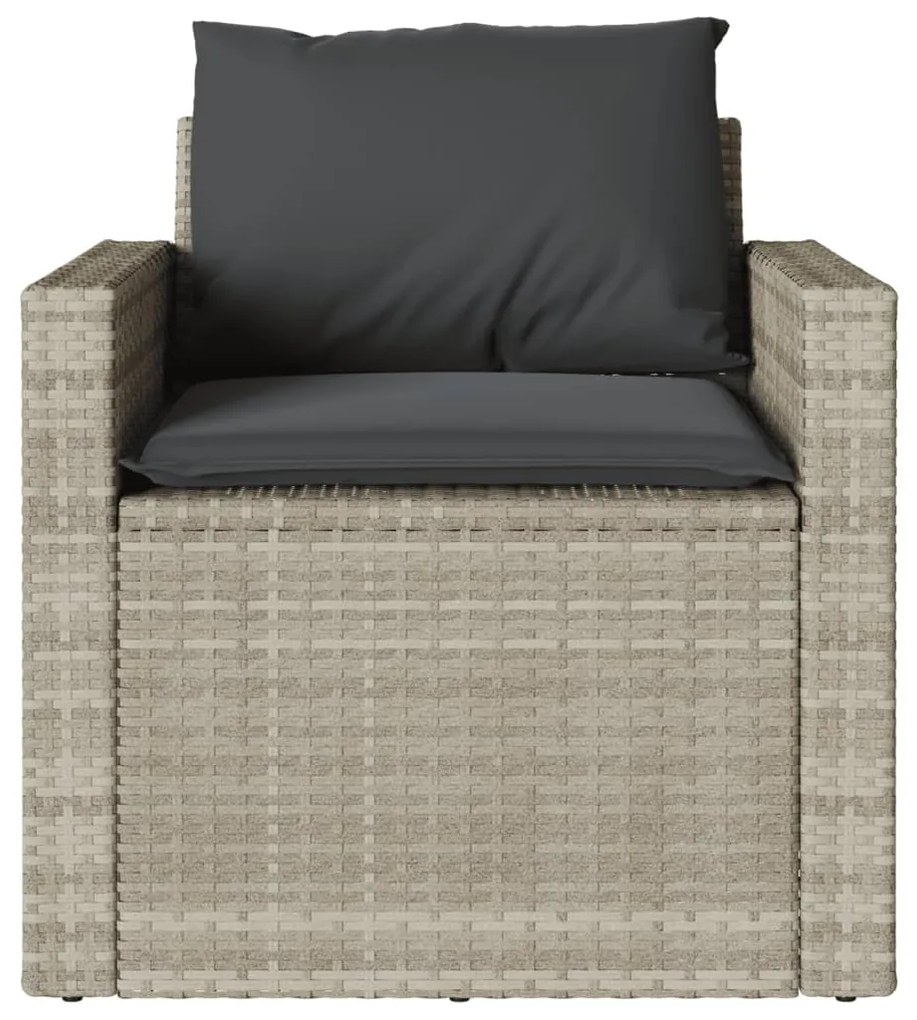 4 pcs conj. sofás jardim c/ almofadões vime PE cinzento-claro