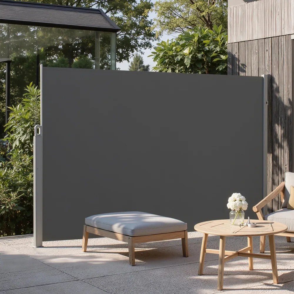 Toldo lateral, cortina lateral extensível 160,1 x 300,1 cm, proteção visual antracite