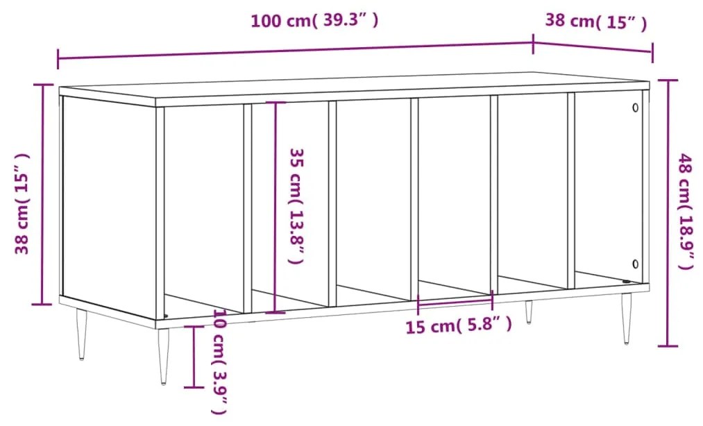 Armário para discos 100x38x48 cm derivados de madeira branco