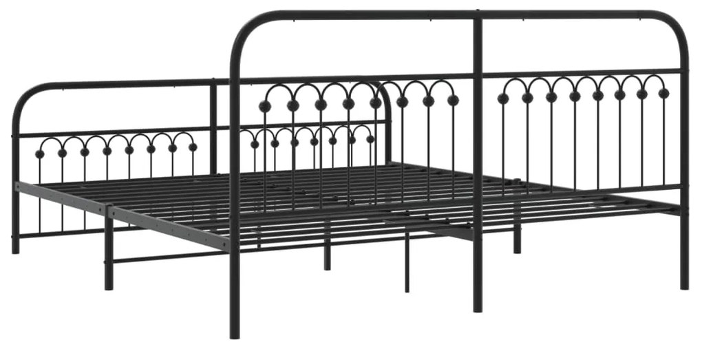 Estrutura de cama com cabeceira e pés 183x203 cm metal preto