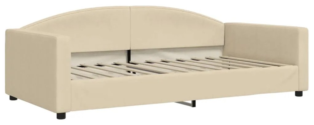 Sofá-cama com gavetão e gavetas 100x200 cm tecido cor creme