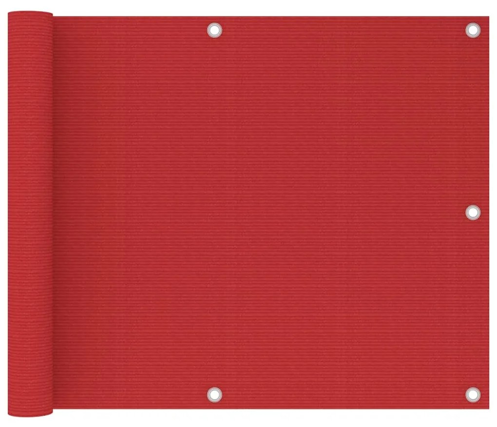 vidaXL Tela de varanda 75x500 cm PEAD vermelho