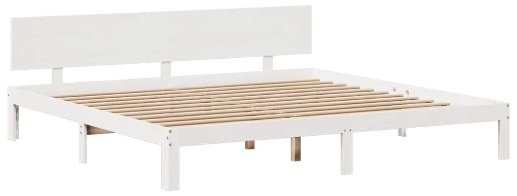 Cama com estante sem colchão 180x200 cm pinho maciço branco