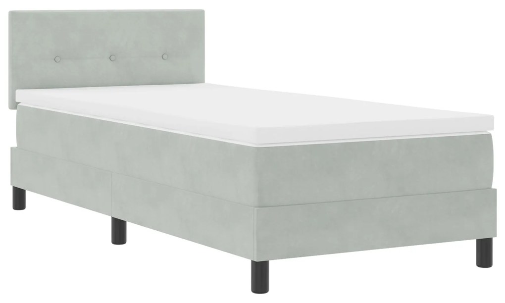 Cama Box Spring vidaXL com Colchão Cinza Claro 90x200 cm Veludo