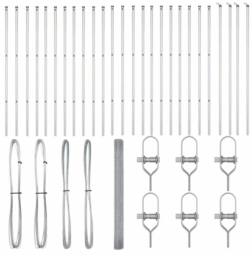 Cerca de Arame Soldado com 13 Postes 1.6x50 m Aço Galvanizado