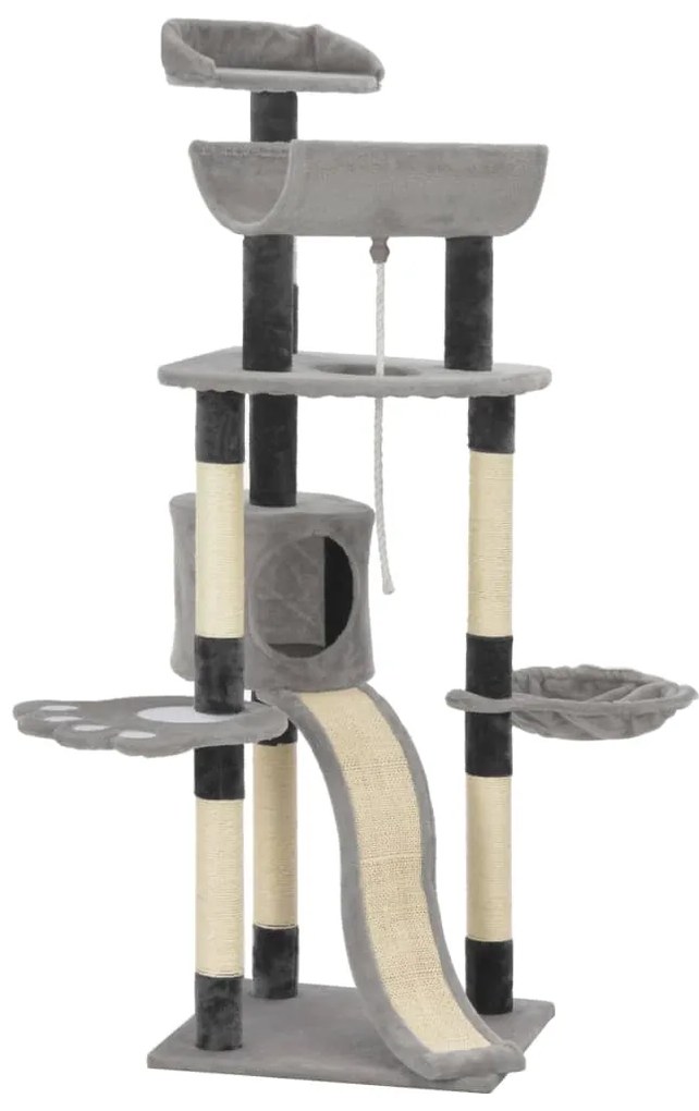 vidaXL Árvore para gatos com postes arranhadores sisal cinzento 145 cm