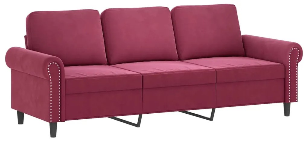 4 pcs conjunto de sofás com almofadas veludo vermelho-tinto