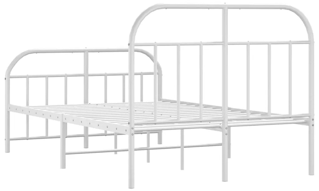 Estrutura de cama com cabeceira e pés 120x200 cm metal branco