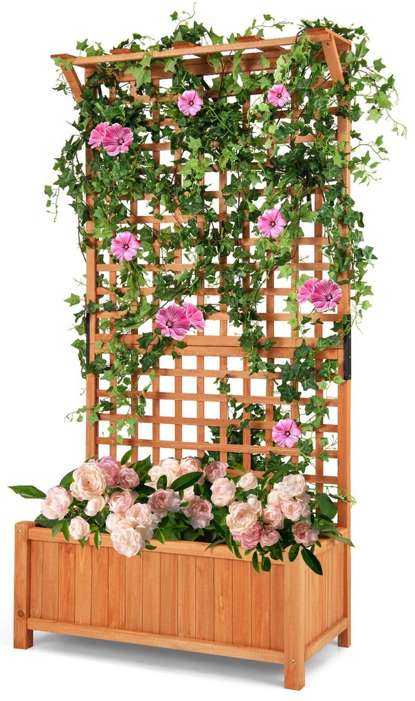 Canteiro elevado com treliça para plantas trepadeiras - laranja