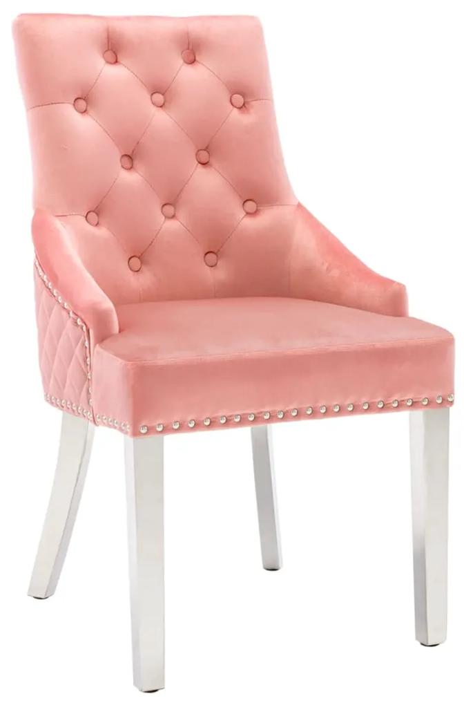 337017 vidaXL Cadeira de jantar veludo rosa