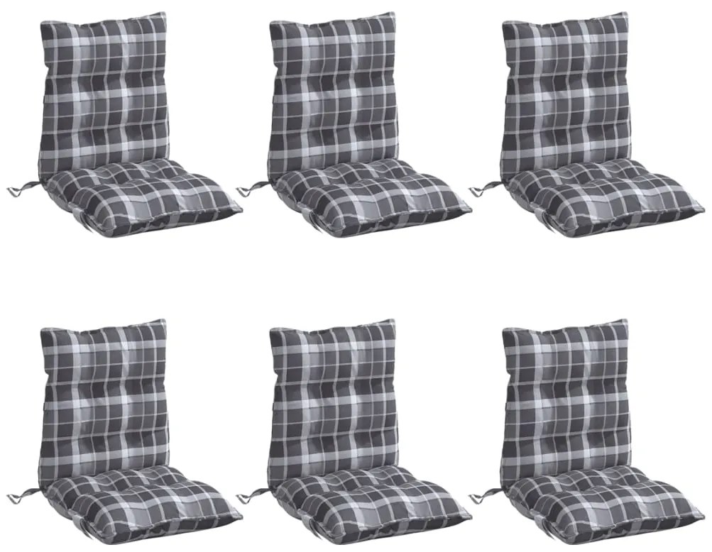 Almofadões cadeira encosto baixo 6 pcs oxford xadrez cinzento